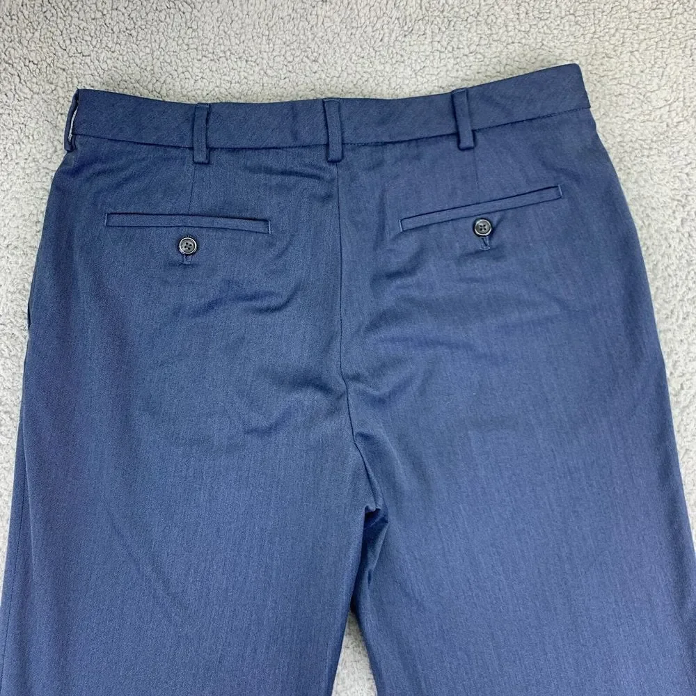 Van Heusen Pants Mens 34 Blue Straight Leg‎ Mid-Rise Dress Slacks Stretch